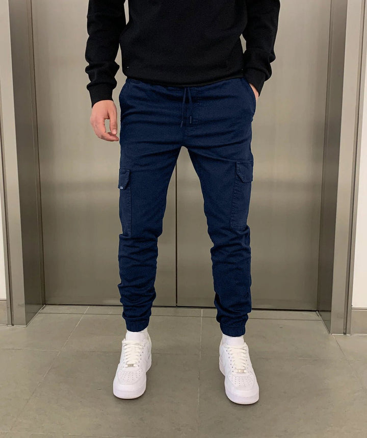 Mico | Herren Cargo Jogger Slim Fit Tunnelzug Seitentaschen
