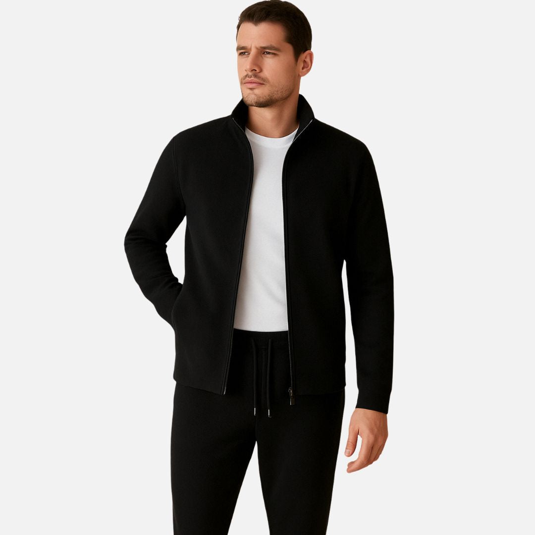 Arvid | Herren Trainingsanzug Set mit Reißverschluss - Black - Image 1