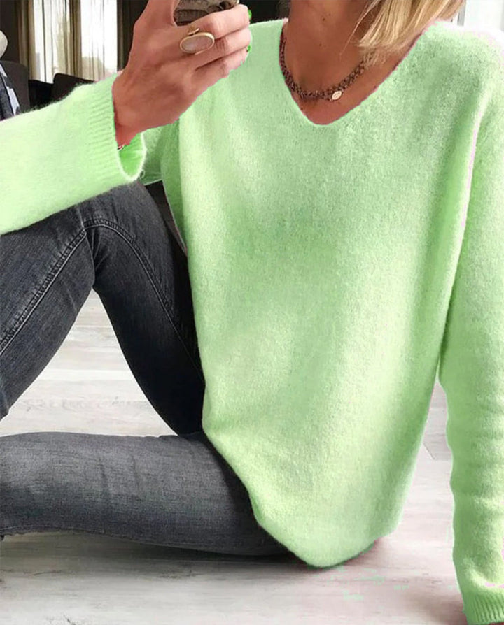 Astrid | Damen V-Ausschnitt Pullover Langarm - Pink - Image 11