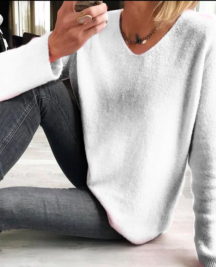 Astrid | Damen V-Ausschnitt Pullover Langarm - Pink - Image 7