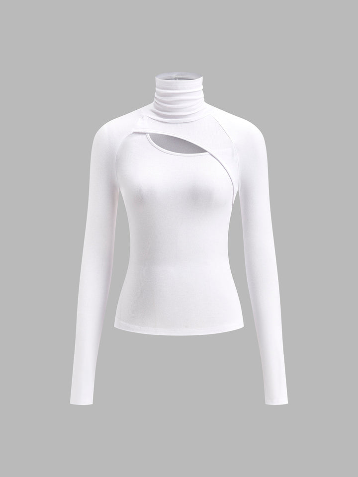 Nova | Damen Rollkragen Langarmshirt mit Cut-Out, figurbetontes Top