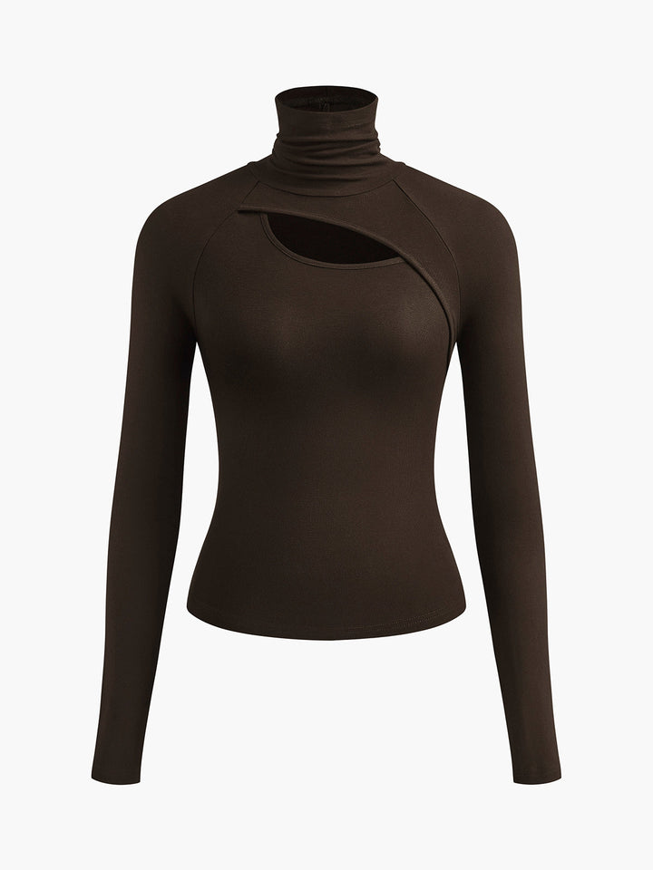 Nova | Damen Rollkragen Langarmshirt mit Cut-Out, figurbetontes Top