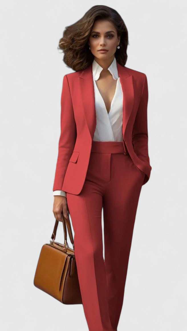 Azalea | Damen Roter Business Hosenanzug Set - Red - Image 1