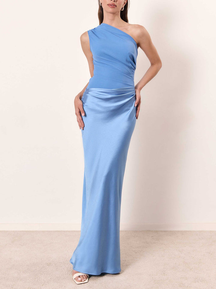Nadine | Damen One-Shoulder Maxi-Kleid festlich elegant