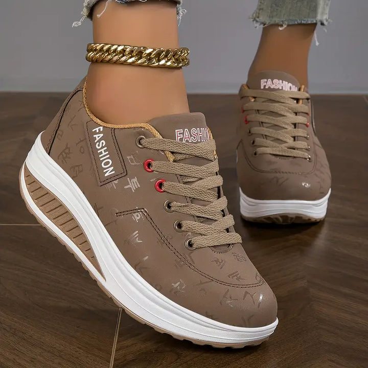 Nova | Damen Plateau Sneaker mit Schnürung Freizeitschuhe