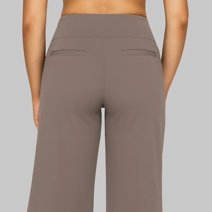 Olla | Damen Highwaist Weite Hose Stretch Freizeithose mit Taschen