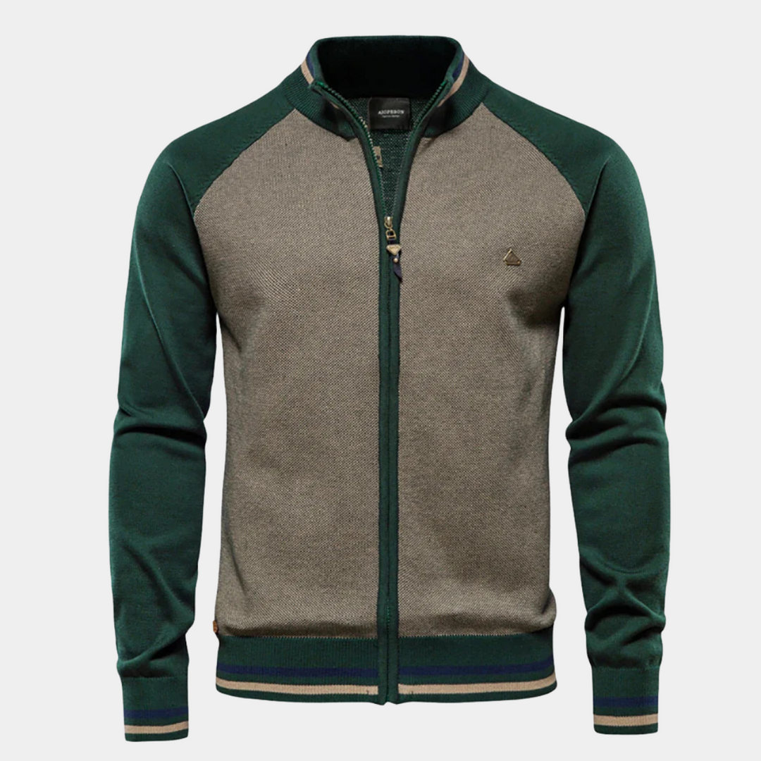 Henk | Herren Strickjacke Colorblock Reißverschluss Streifen