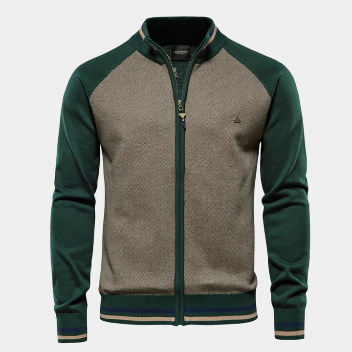 Henk | Herren Strickjacke Colorblock Reißverschluss Streifen