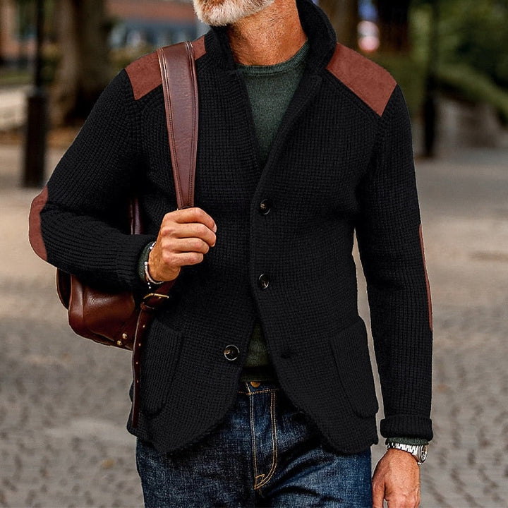 Baldomar | Herren Strickjacke mit Schulterpatches - Navy - Image 2