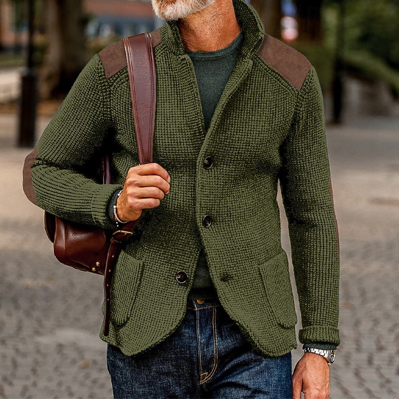 Baldomar | Herren Strickjacke mit Schulterpatches - Navy - Image 3