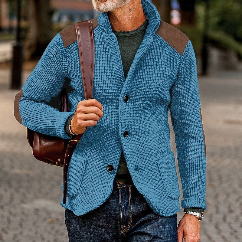 Baldomar | Herren Strickjacke mit Schulterpatches - Navy - Image 7