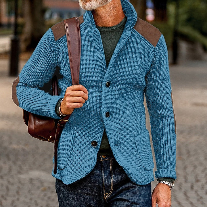 Baldomar | Herren Strickjacke mit Schulterpatches - Navy - Image 7