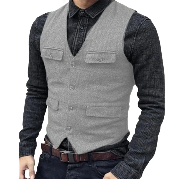 Balduin | Herren Trachtenweste V-Ausschnitt Slim Fit - Dark Green - Image 2