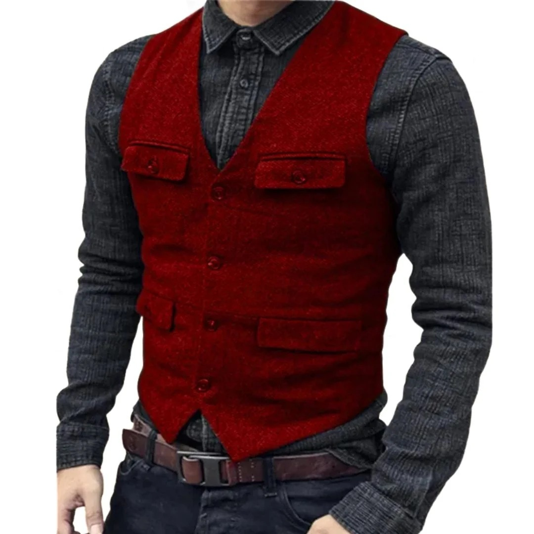 Balduin | Herren Trachtenweste V-Ausschnitt Slim Fit - Dark Green - Image 4