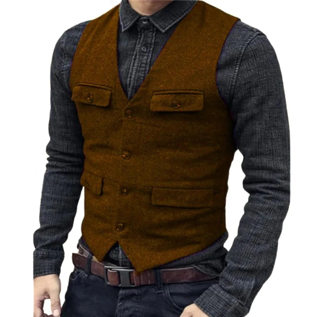 Balduin | Herren Trachtenweste V-Ausschnitt Slim Fit - Dark Green - Image 5