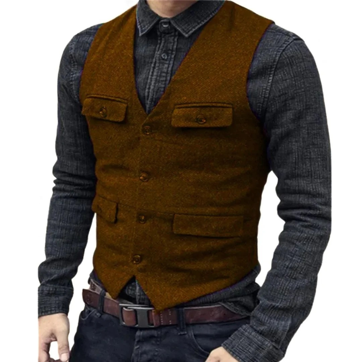 Balduin | Herren Trachtenweste V-Ausschnitt Slim Fit - Dark Green - Image 5