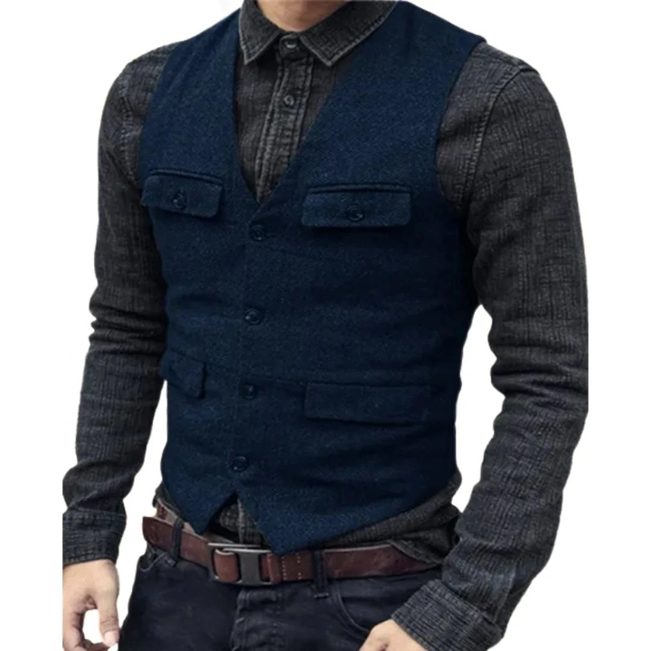 Balduin | Herren Trachtenweste V-Ausschnitt Slim Fit - Dark Green - Image 6