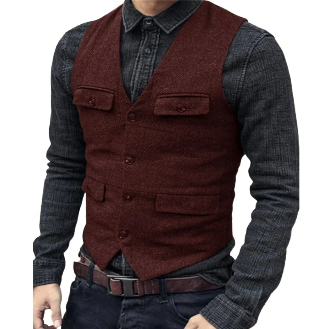 Balduin | Herren Trachtenweste V-Ausschnitt Slim Fit - Dark Green - Image 7