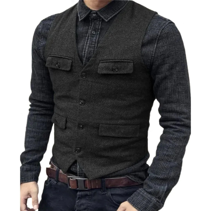 Balduin | Herren Trachtenweste V-Ausschnitt Slim Fit - Dark Green - Image 8