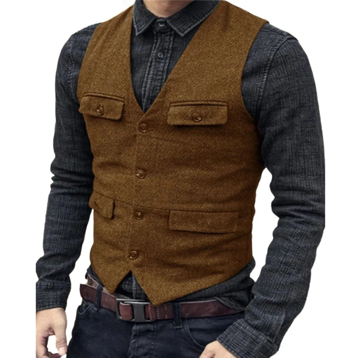 Balduin | Herren Trachtenweste V-Ausschnitt Slim Fit - Dark Green - Image 9
