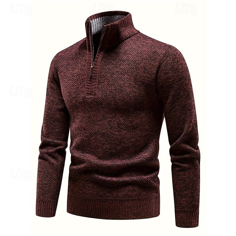 Baldwin | Herren Strickpullover mit Stehkragen - Burgundy - Image 3