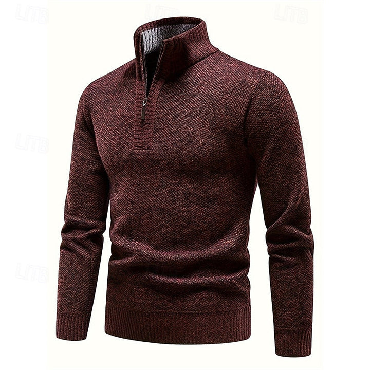 Baldwin | Herren Strickpullover mit Stehkragen - Burgundy - Image 3