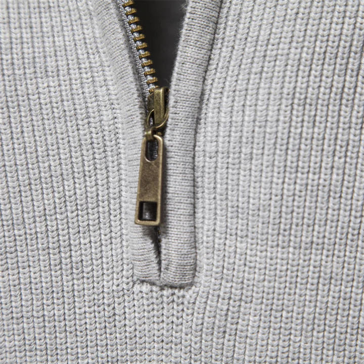 Bartholomäus | Herren Strickpullover mit Troyer-Kragen - Navy - Image 4