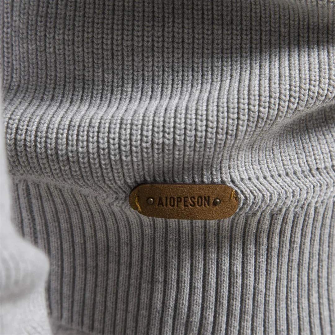 Bartholomäus | Herren Strickpullover mit Troyer-Kragen - Navy - Image 5