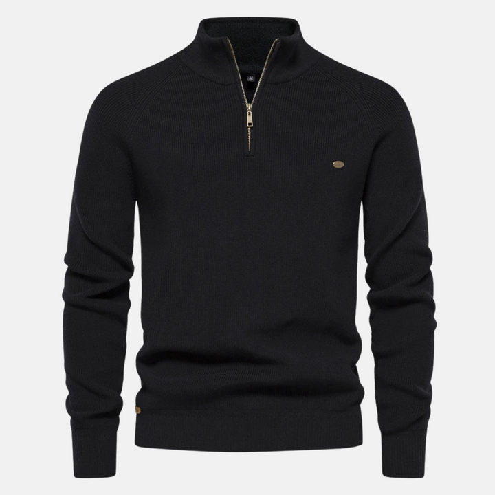 Bartholomäus | Herren Strickpullover mit Troyer-Kragen - Navy - Image 6