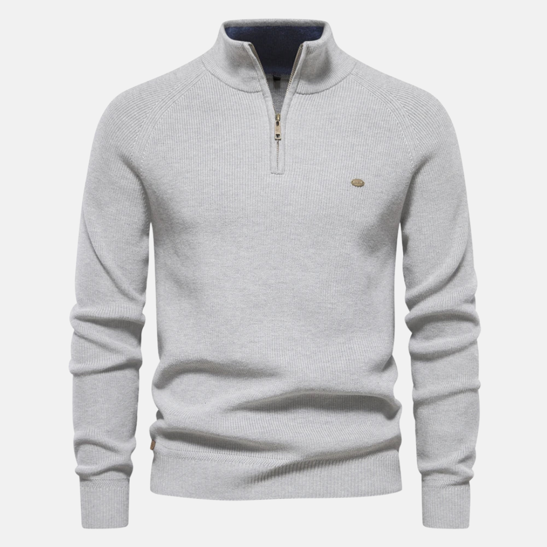 Bartholomäus | Herren Strickpullover mit Troyer-Kragen - Navy - Image 7