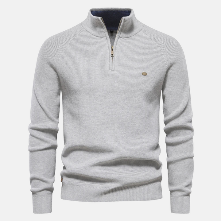 Bartholomäus | Herren Strickpullover mit Troyer-Kragen - Navy - Image 7
