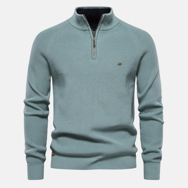 Bartholomäus | Herren Strickpullover mit Troyer-Kragen - Navy - Image 8