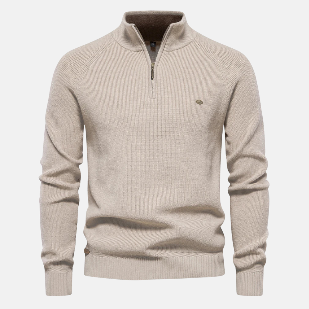 Bartholomäus | Herren Strickpullover mit Troyer-Kragen - Navy - Image 9