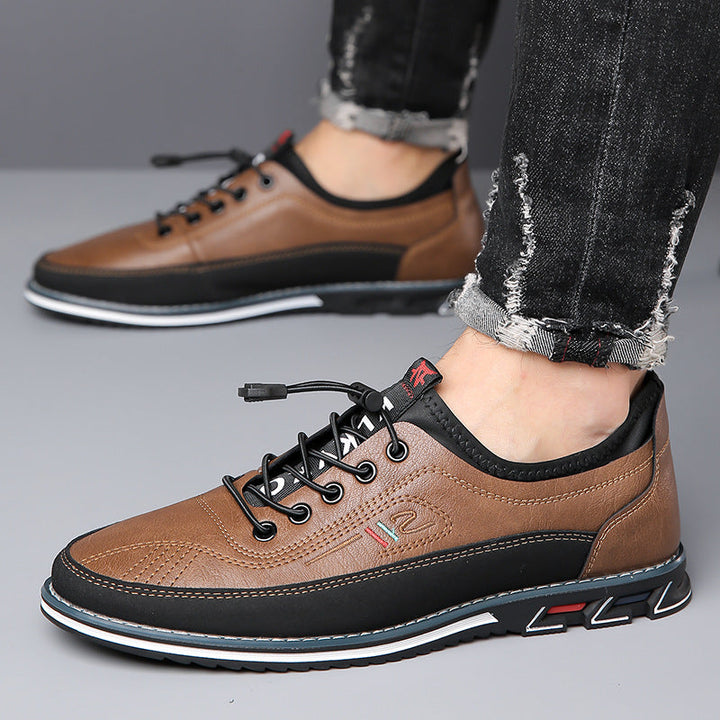 Joost | Herren Leder Sneaker Schnürung Kontrastsohle Cognac