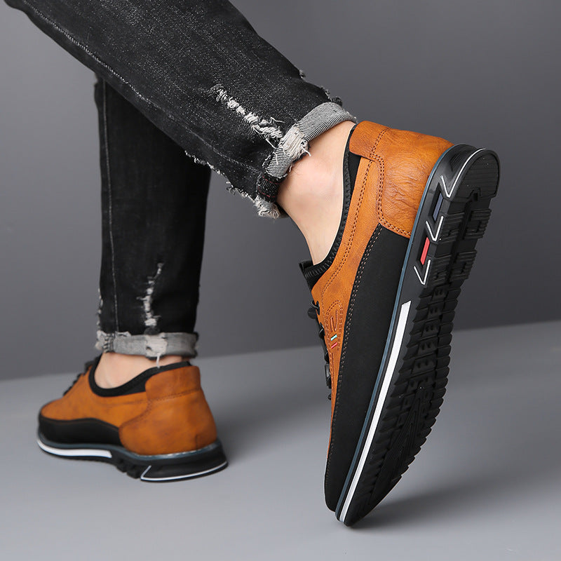 Joost | Herren Leder Sneaker Schnürung Kontrastsohle Cognac