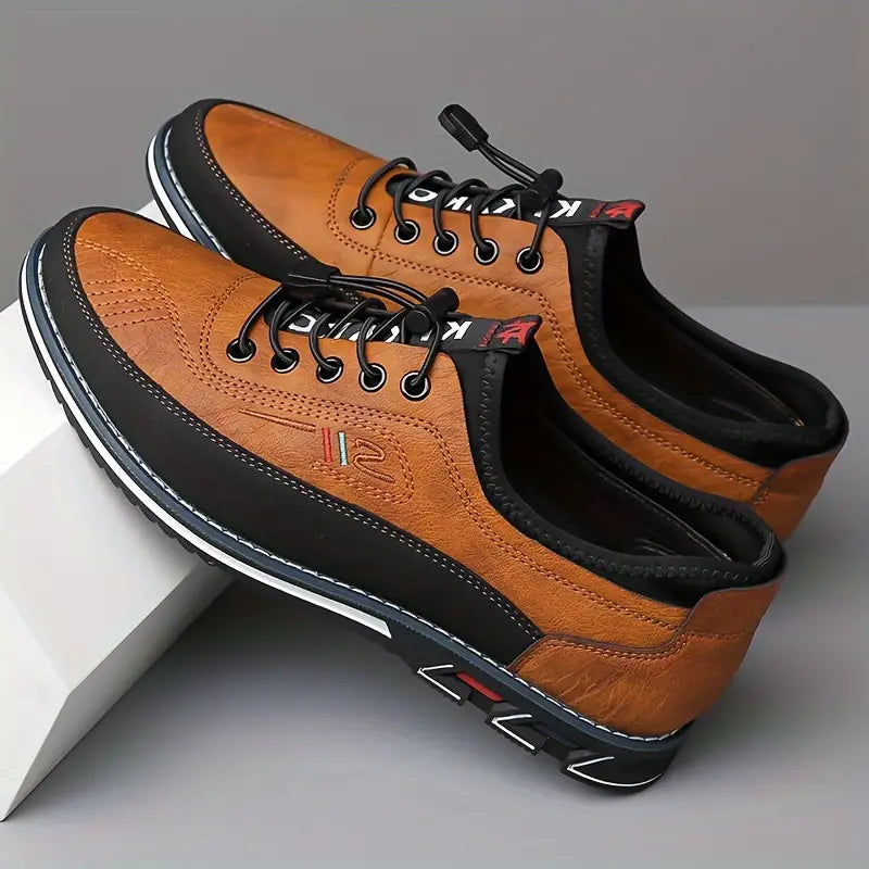 Joost | Herren Leder Sneaker Schnürung Kontrastsohle Cognac