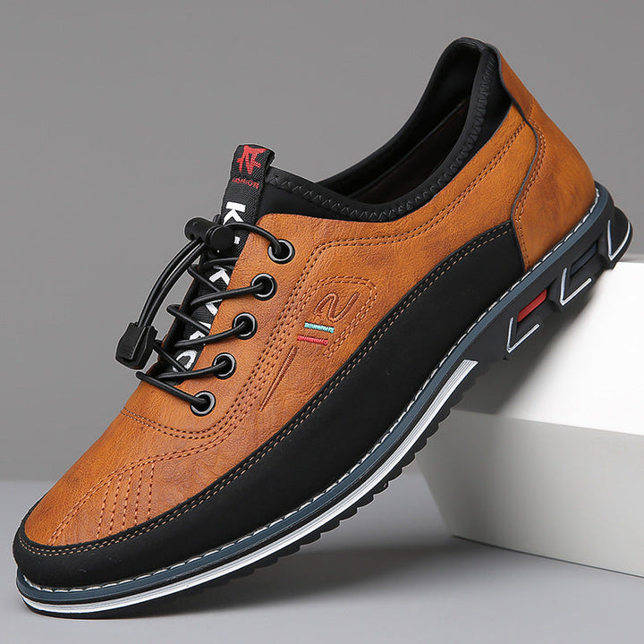 Joost | Herren Leder Sneaker Schnürung Kontrastsohle Cognac