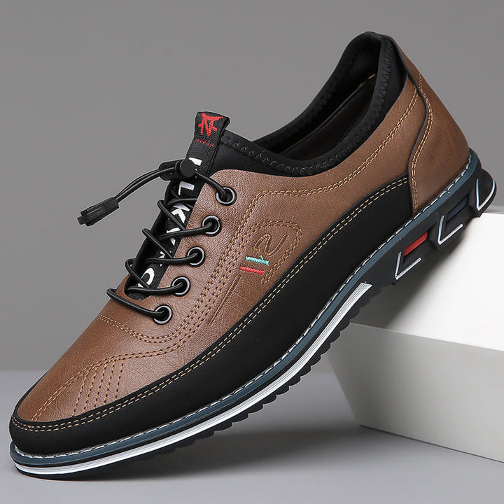 Joost | Herren Leder Sneaker Schnürung Kontrastsohle Cognac