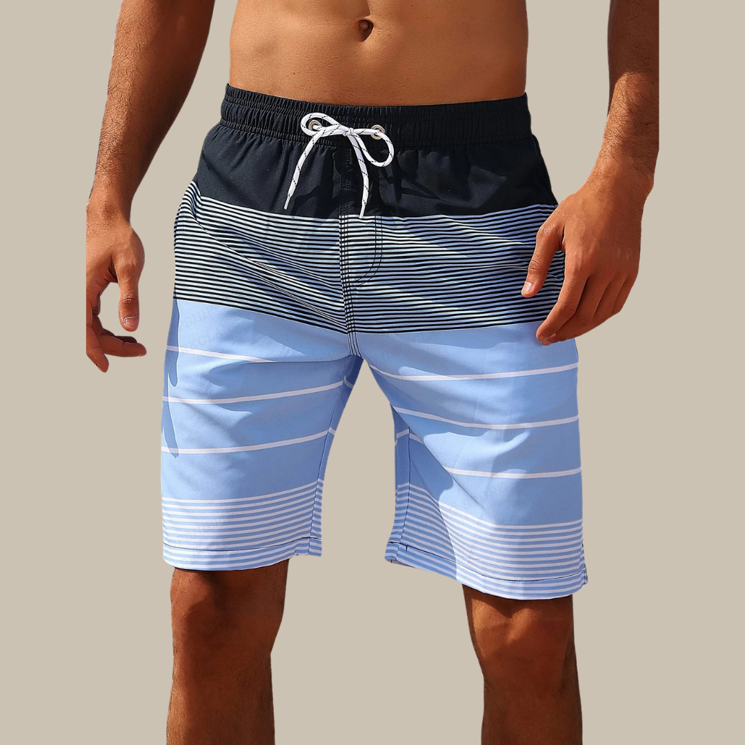 Bastian | Herren Gestreifte Badeshorts mit Kordelzug - Striped - Image 1