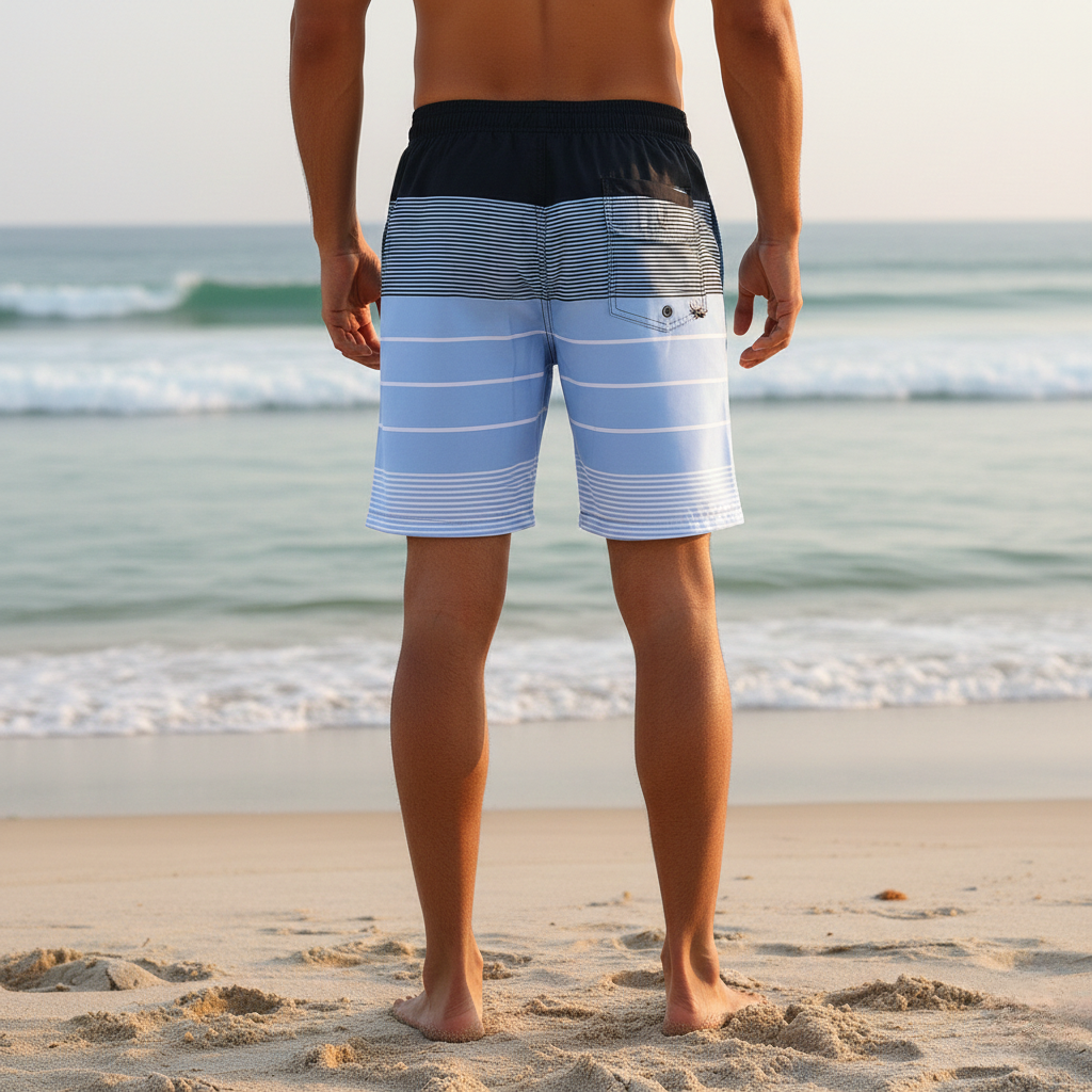 Bastian | Herren Gestreifte Badeshorts mit Kordelzug - Striped - Image 3