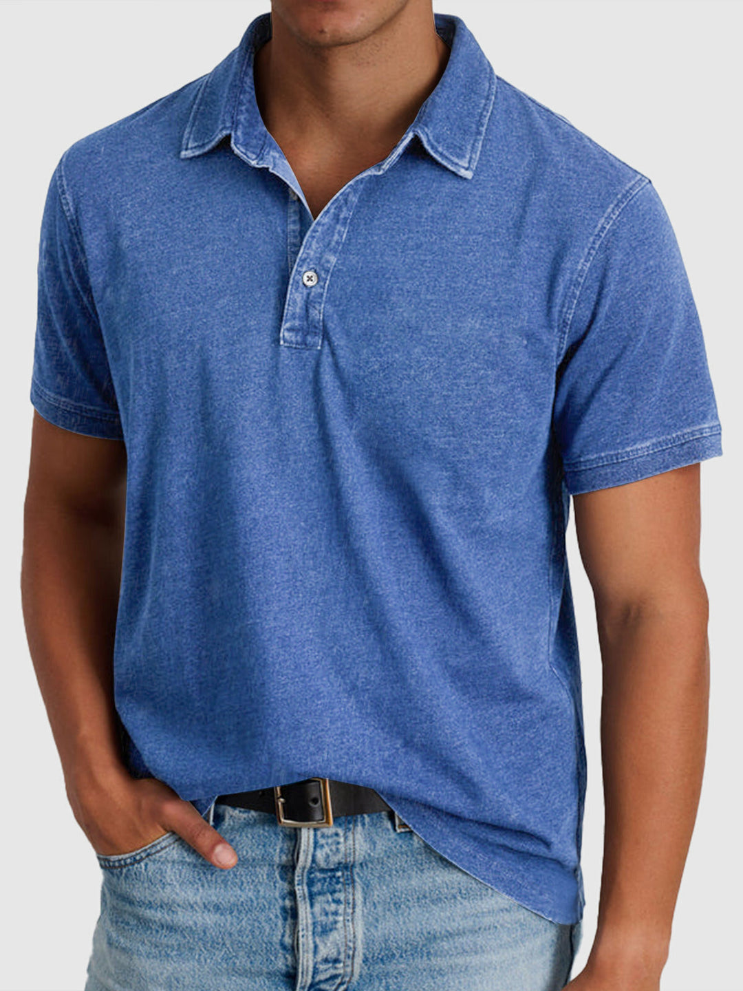 Bastian | Herren Kurzarm Poloshirt Regular Fit - Blue - Image 1