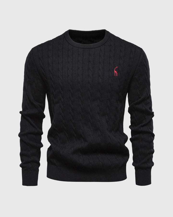 Bastian | Herren Zopfmuster Langarm Strickpullover - Beige - Image 3