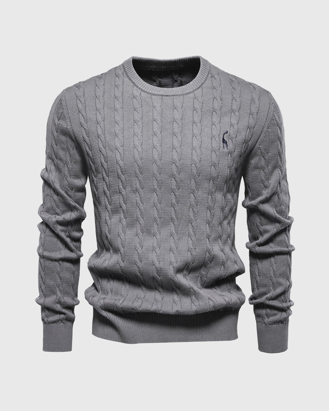 Bastian | Herren Zopfmuster Langarm Strickpullover - Beige - Image 4