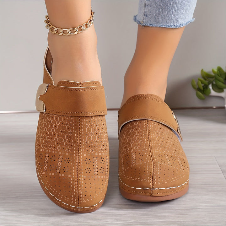 Nora | Damen Mule Slipper Geschlossene Zehe Flacher Komfortschuh