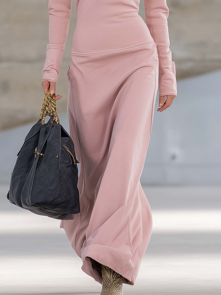Beatrice | Damen Rosa Kapuzen Maxikleid Langarm - Pink - Image 10