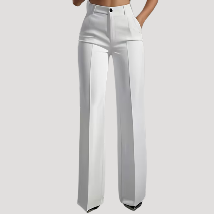 Beatrix | Damen High Waist Weite Hose - White - Image 1