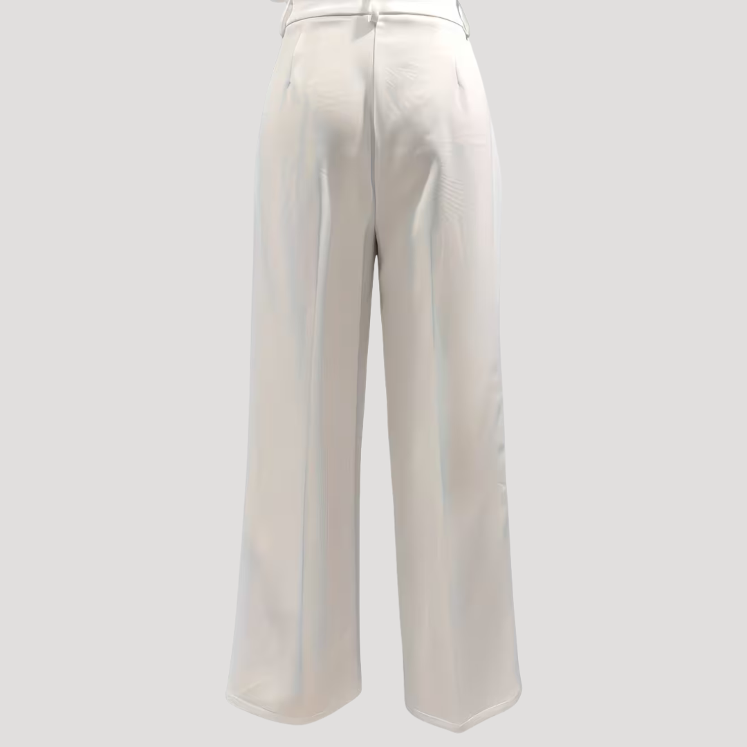 Beatrix | Damen High Waist Weite Hose - White - Image 2