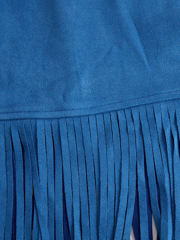 Benedetta | Damen Western Fransen Minikleid - Blue - Image 11