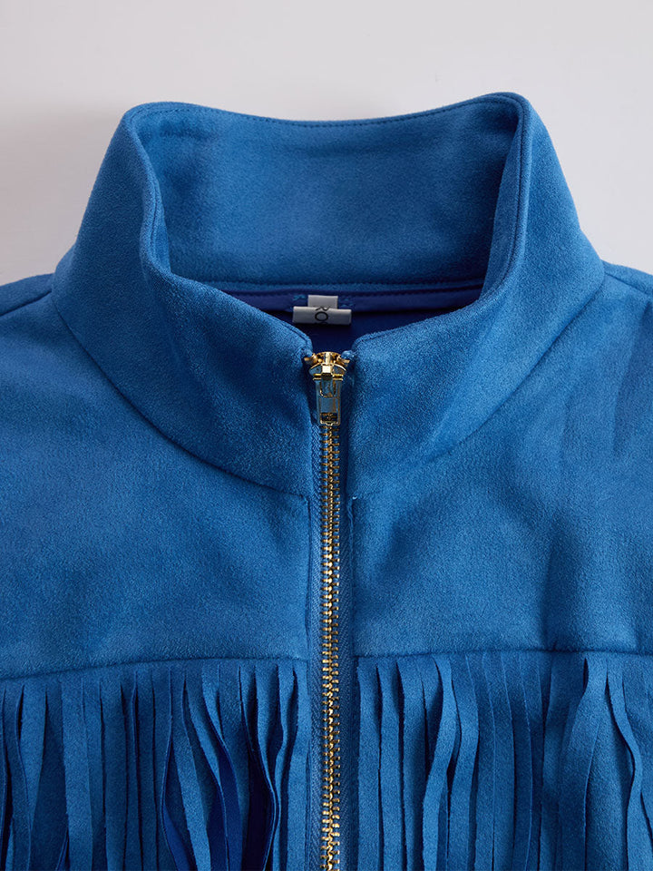 Benedetta | Damen Western Fransen Minikleid - Blue - Image 9