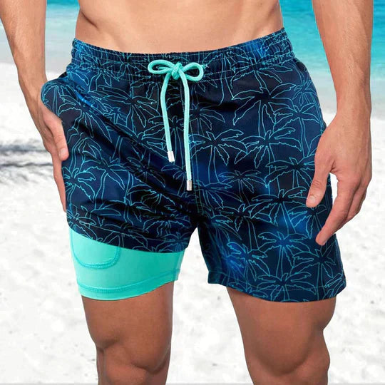 Benedikt | Herren Badeshorts mit Innenfutter - Navy - Image 1